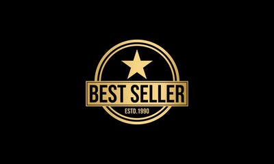 bestsellers logo with black background and gold texture logo