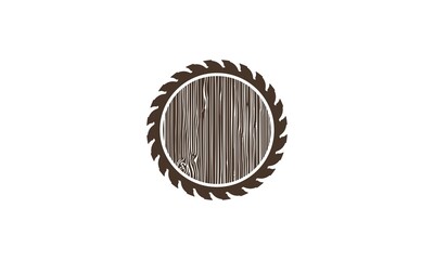 woodworking logo with a saw illustration and soft wood texture
