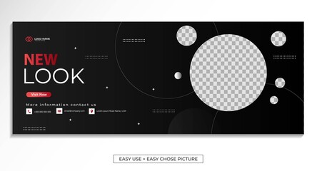 Editable fashion sale banner web template with red black background. Minimal, modern vector illustration