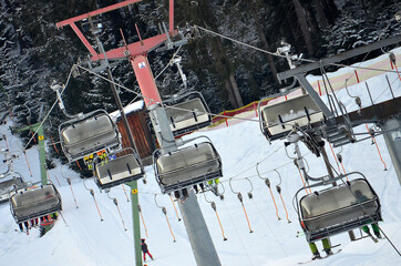 Winter sports in Austria, Gosau ski area (Salzkammergut, Gmunden district, Upper Austria, Austria)