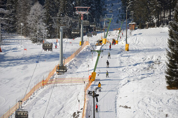 Winter sports in Austria, Gosau ski area (Salzkammergut, Gmunden district, Upper Austria, Austria)