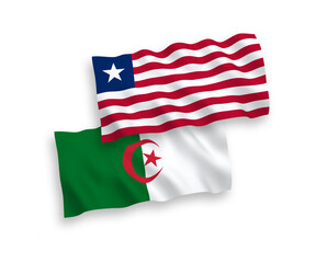 Flags of Liberia and Algeria on a white background