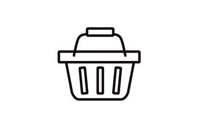 Black and White Shopping Basket Icon. Vector Isolated Illustration, Flat Icon