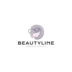 woman logo vector icon illustration line outline monoline