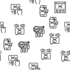 No Ads Advertise Free Vector Seamless Pattern Thin Line Illustration