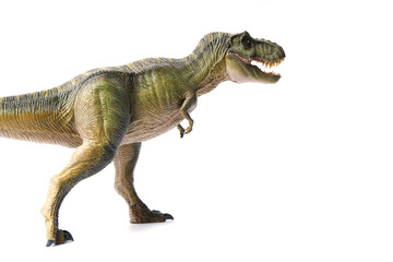 Tyrannosaurus rex dinosaurs toy green isolated