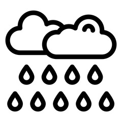 
A glyph design of cloudy rain, rainfall icon
