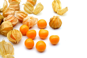 Cape gooseberry, physalis isolated on white background, clipping path.