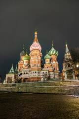 Fototapeta na wymiar View of the Moscow Kremlin and St. Basil's Cathedral. Cristmas time in Moscow, Russia.