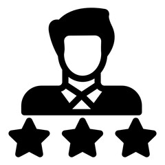 
Person with stars denoting glyph icon of best employee 
