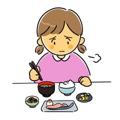 食欲が無くて朝ごはんを残してしまう女の子