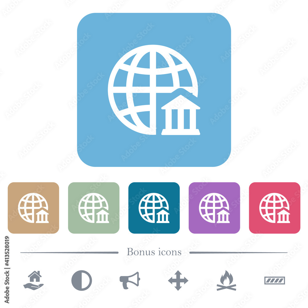 Aufkleber internet banking flat icons on color rounded square backgrounds