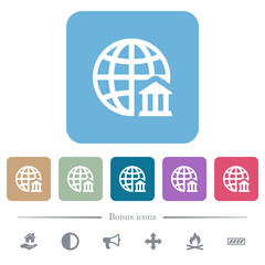 Internet banking flat icons on color rounded square backgrounds
