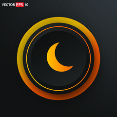 -Moon sign. Single line icon on black background.