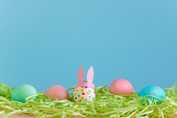 happy easter background  with colorful eggs  paper filler  creative handmade decoration