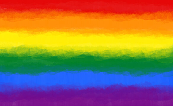 LGBT flag painted as watercolor image