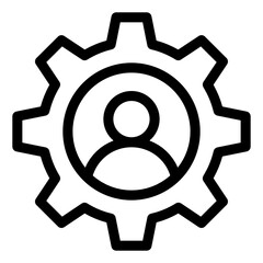 
Gear with person denoting glyph icon of user preferences 
