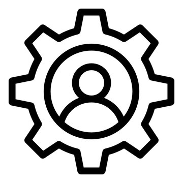 
Gear With Person Denoting Glyph Icon Of User Preferences 
