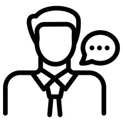 
Person with bubble denoting glyph icon of business chat 
