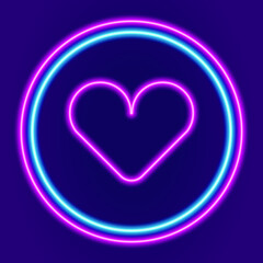 neon sign heart in a circle. Vector illustration