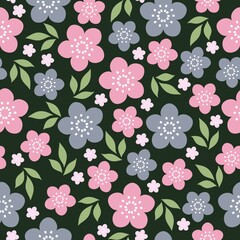 Colorful seamless pattern with flowers. Seamless vector texture.
