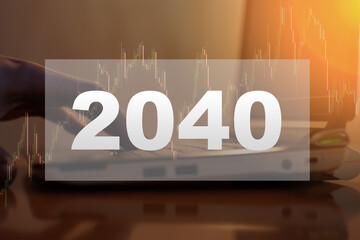 A man makes plans and tasks for 2040 in the evening