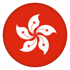 Glass light ball with flag of Hong Kong. Round sphere, template icon. National symbol. Glossy realistic ball, 3D abstract vector illustration highlighted on a white background. Big bubble.