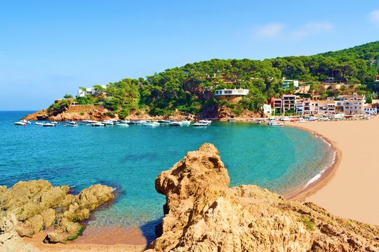 seascape of the beautiful Sa Riera beach on the Costa Brava in the province of Girona, Catalonia, Spain