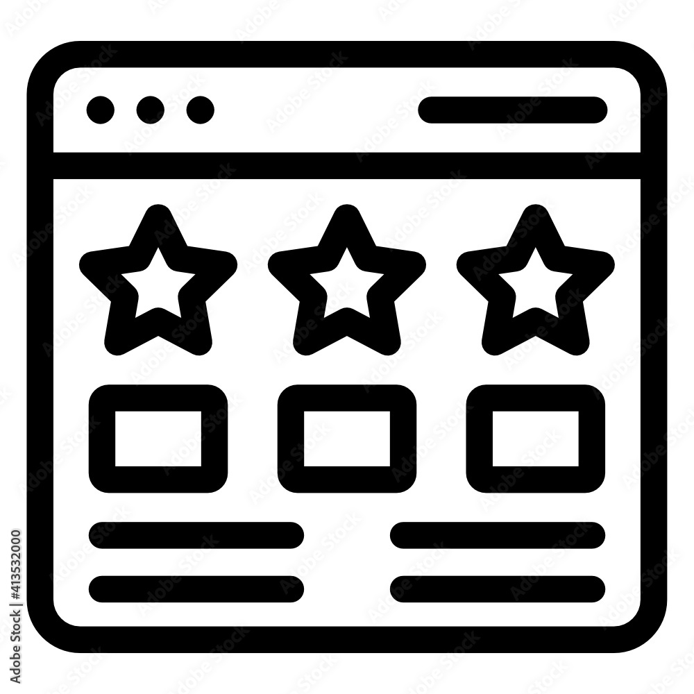 Wall mural linear vector with stars inside webpage, website ranking icon