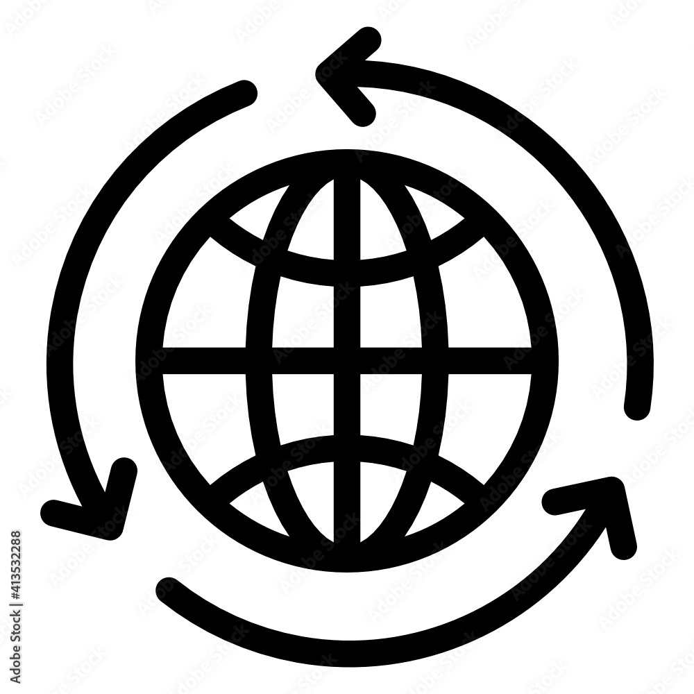 Wall mural globe with mobile, linear icon of mobile browser