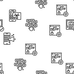 Smm Media Marketing Vector Seamless Pattern Thin Line Illustration