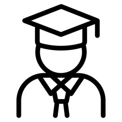 
Man with mortarboard denoting linear icon of graduate law 
