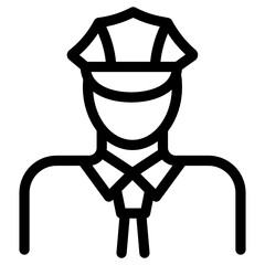

Man with hat denoting linear icon of policeman 
