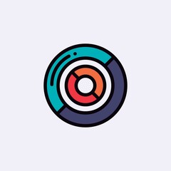 colored flat chart icon. information modern vector illustration. Pixel Perfect