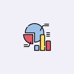 colored flat chart icon. information modern vector illustration. Pixel Perfect