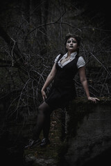 Witch in the form of a student in the forest