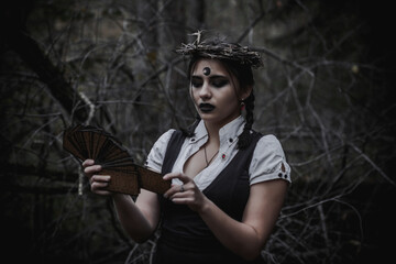 Witch in the form of a student in the forest