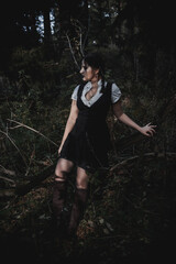 Witch in the form of a student in the forest