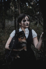 Witch in the form of a student in the forest