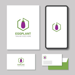 eggplant logo and aubergine icon vector illustration best logo design