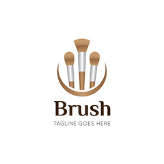 Makeup brush logo and salon icon vector illustration best logo design