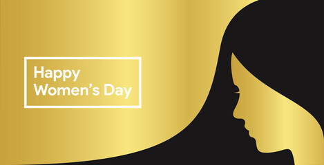 happy woman day background in gold color