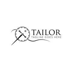 Tailor logo luxury needle and thread icon, sewing silhouette, vector illustration best logo design