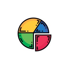 colored flat chart icon. information modern vector illustration. Pixel Perfect