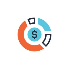 colored flat chart icon. information modern vector illustration. Pixel Perfect