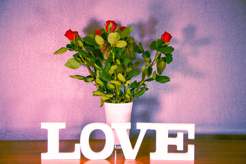 Love with roses for Valentine's Day, birthday.