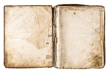 Old book open isolated PNG Used paper texture