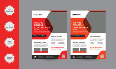 Modern Fitness Gym Flyer Templates with illustrations Vector layouts for Template.