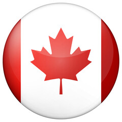 Obraz premium Glass light ball with flag of Canada. Round sphere, template icon. Canadian national symbol. Glossy realistic ball, 3D abstract vector illustration highlighted on a white background. Big bubble.