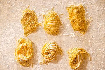 different pasta on a table